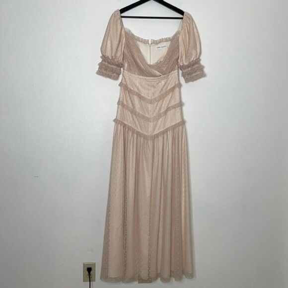 Fame and Partners Womens Size 2 Tiered Tulle Lace Maxi Gown - Picture 1 of 10